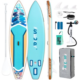 FunWater 10'6×33"×6" Inflatable Stand Up Paddle Board with Premium SUP Paddleboard Accessories,Adults & Youth for All Skill Levels, Included with Board, Paddle, Pump, Three Fins, Backpack