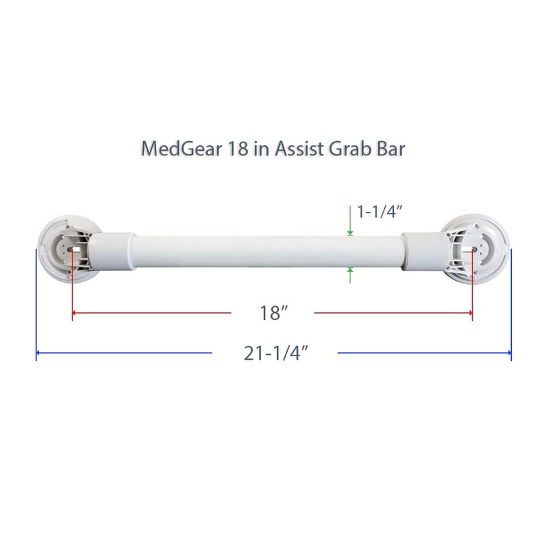 18 in MedGear Wall-Mount Bath Assisting Grab Bar, White &