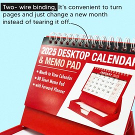 VR Angel 2025 Desktop Calendar and Memo Pad - Month to View Spiral Bound Desk Planner for Home Business Office School - 60 gsm Paper