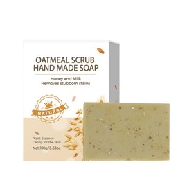 Oatmeal Soap Bar – Honey & Milk Exfoliating Body and Face Soap – Moisturising Cleansing Bar Oil Control for Face – Gentle Exfoliation Daily Care for Women, Men, and Teens 100g