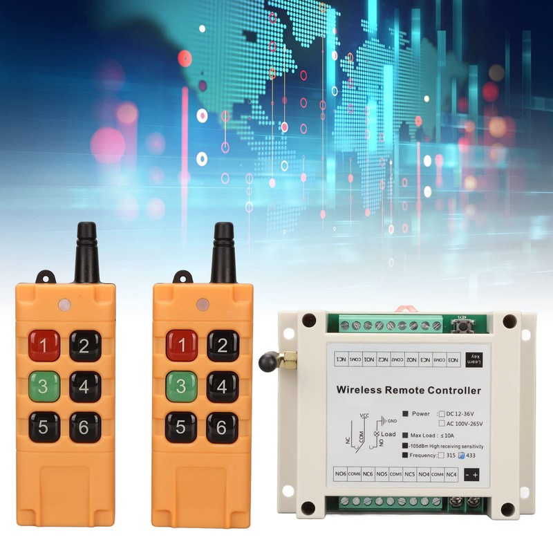 6 Key Crane Industrial Remote Control Transmitter Push Switch, DC12V