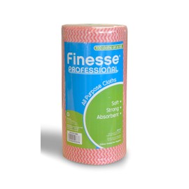 Finesse Professional All Purpose Cloths, Roll of 100 | Soft, Strong and Absorbent | Red