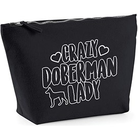 Hippowarehouse Crazy doberman lady dog printed make up cosmetic wash bag 18x19x9cm