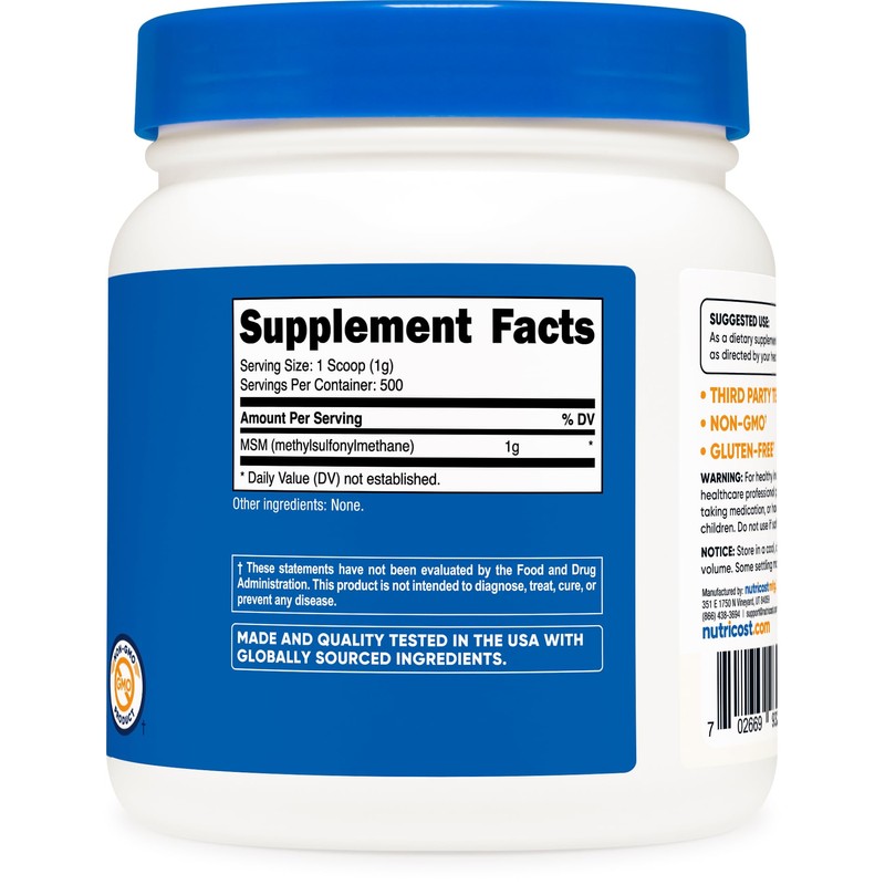 Nutricost Pure MSM Powder 500 Grams (Methylsulfonylmethane)