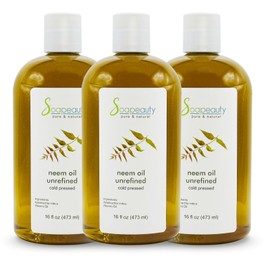 Soapeauty NEEM OIL 100% PURE VIRGIN UNREFINED NATURAL COLD PRESSED 48 OZ (3 X 16 OZ)