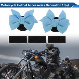 Hihaha Motorcycle Helmet Accessories Decoration Cat Ear Bow for Motorcycle Bicycle Skiing Helmets Blue Black Plush Stickers 1 Set