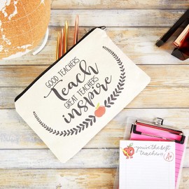 Estuche para lápices con cremallera, regalo de apreciación del profesor (9 x 5.9 pulgadas, 5 diseños, 5 unidades)