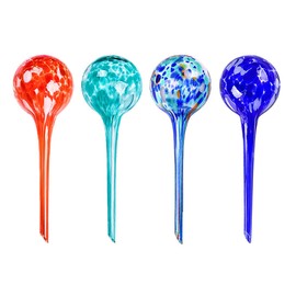 Sarini 4 Pcs Plant Watering Globes Stakes, Self Watering Feeding System, Hand-Blown Colourful Glass Plant Watering Devices, Automatic Waterers Aqua Ball Drip Feeders
