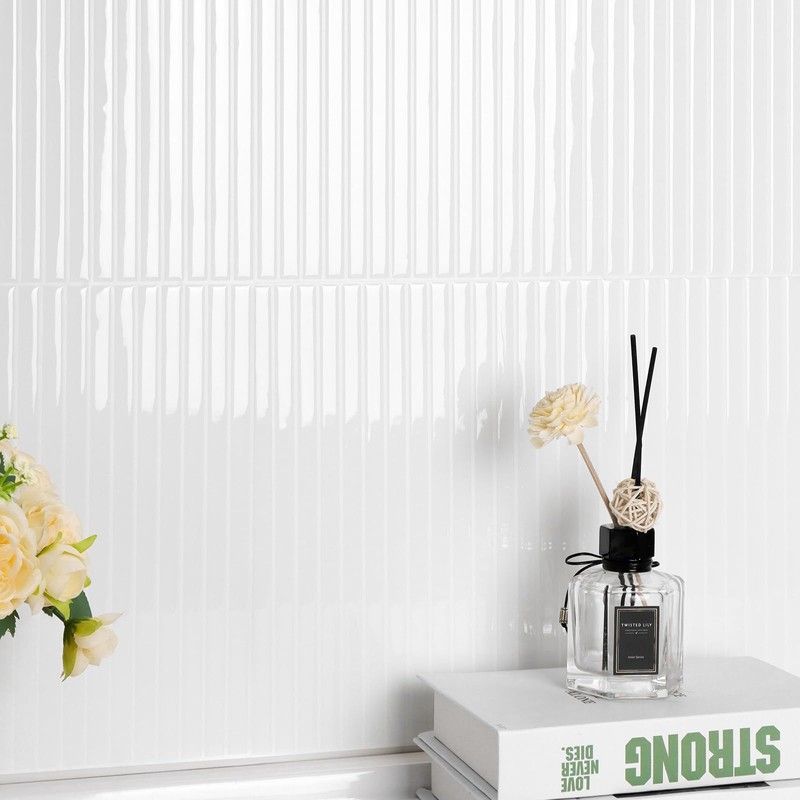 Backsplash Tile Peel and Stick, Self-Adhesive White Decorative Wall Tiles