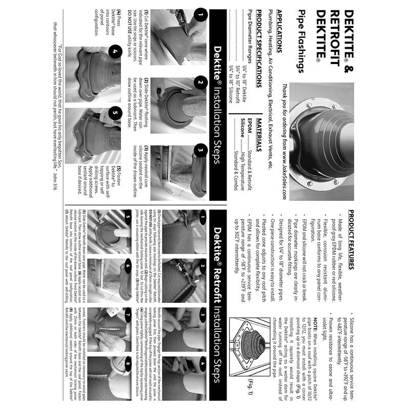 #1 (1/4" - 2-1/4") SQUARE BLACK EPDM Flexible Pipe Flashing,