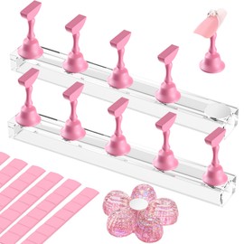 Nail Stand for Press Ons, Nail Holder for Painting Nails Magnetic Fake Nail Stand Tips Design with Putty Practice Nail Art Tools for Home Salon DIY Beginner Supplies