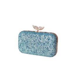 CORIOS Women's Pearl Clutch Bag Luxury Sequins Evening Bag Wedding Bridal Purse Rhinestone Purse Bag Elegant Handbag Chain Shoulder Bag Evening Party Purse Shoulder Bag, blue