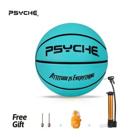 PSYCHE Basketball 29.5"28.5" 27.5" 22.5"  With Free Needle and Pump, Original Classic Rubber Indoor Outdoor Sports Ball:_Blue Lake_Size 3 (4-6 years old)