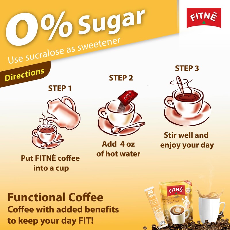 FITNE Instant 3 in 1 Coffee Packets Mix with L-Carnitine