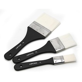 Paintersisters® Flat Brush Set of 3 Synthetic Bristles White Primer Brushes in 2.5 cm, 5 cm and 7.5 cm