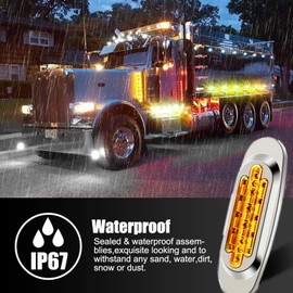 Ourbest Oval Trailer Side Marker Lights,4x 16 Diode LED Clearance Light Step Side Lamp Back Up Indicators for Truck Pickup Van ATV Lorries Yellow