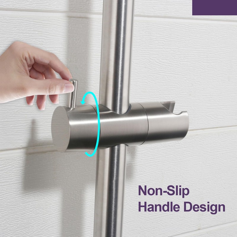 HAMOLER Wall Mount Bathroom Shower Slide Bar with Adjustable Hand