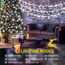 60FT 180 LED Christmas String Lights Outdoor with 8 Modes Timer Memory Function Waterproof Fairy Lights Plug in for Party Xmas Tree Yard Wedding Outside Indoor Decorations(Cold White)