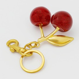 ZytaraX Cereza Llavero, Llaveros para Mujer, Accesorio para Llaves Elegante con Llavero de Metal y Clip, Resina, Acero Inoxidable, Es el Mejor Regalo para Familiares y Amigos (Rojo)