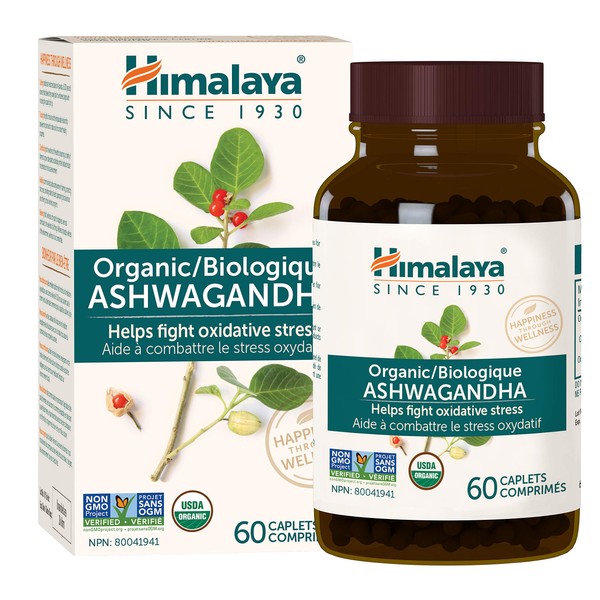 Himalaya Himalaya Organic Ashwagandha, 60 Caplets, 2 Month Supply, USDA
