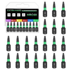 HARFINGTON 20pcs Square Screwdriver Bit SQ0 1/4" Hex Shank 25mm/1" Length Magnetic 4 Point Hex Bits S2 Steel Industrial Grade Electric Screw Driver Bit 6mm Rod
