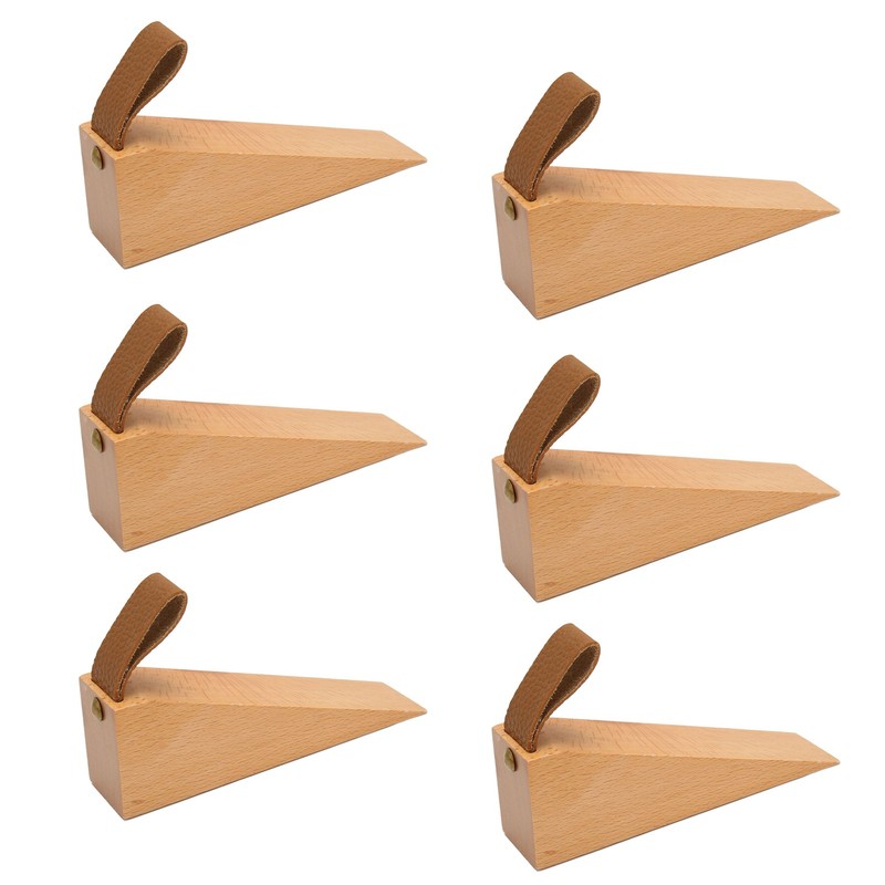 6pcs Door Stopper Wedge Polished Glossy Compact Wooden Firefighter Door