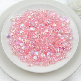 Daiyifiy 500Pcs Acrylic Heart Beads, AB Colors Heart Shape Beads Crystal Heart Beads for Jewelry Making DIY Bracelet Earring Necklace Key Chains(81-Pink AB)