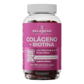 Belabear Colageno + Biotina 100 Gomitas Sabor Fresa Fresa