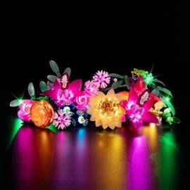 BrickSoul Led Light Kit for Leg0 10342 Botanicals Pretty Pink Flower Bouquet Building Set