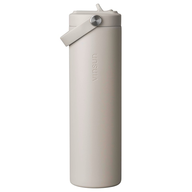 Vinsun Thermal Flask, Beige, 750 ml Straw, Leak-Proof, Double-Walled Insulated,