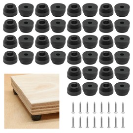 Waziaqoc 60PCS Rubber Feet for Cutting Board (0.24" H x 0.43" D), Non Slip Rubber Bumper Feet Black Small Round Rubber Feet Pad with Mounting Screws for Kitchen Appliance, Furniture