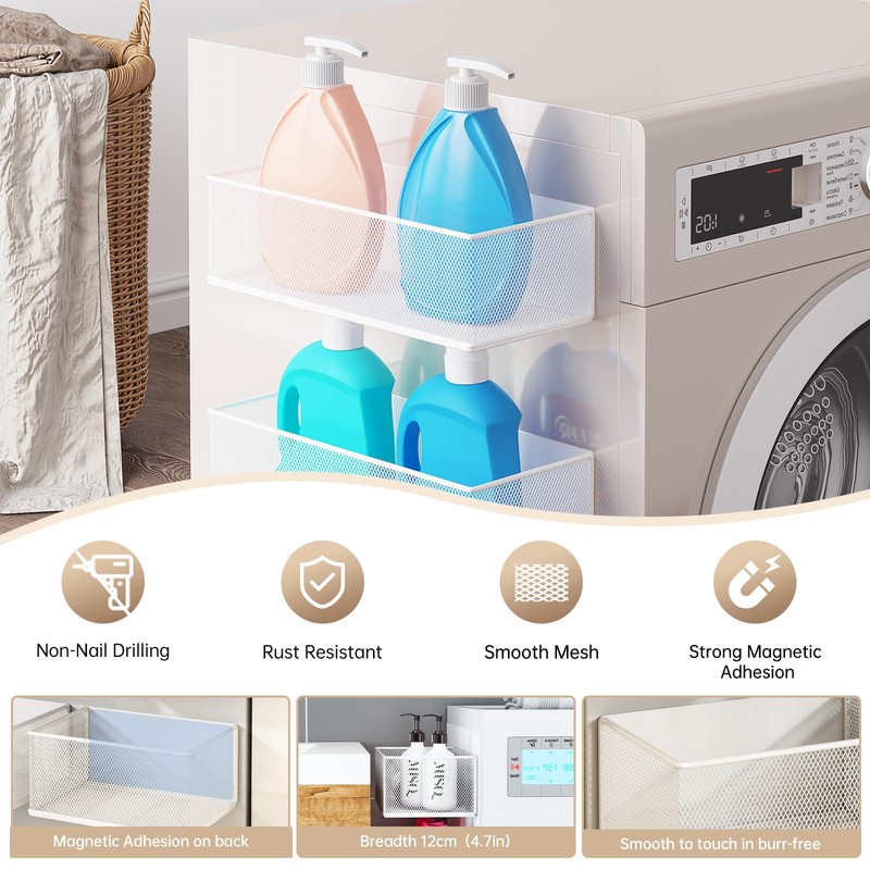Magnetic Shelf for Washing Machine, Washer Dryer Shelf, Magnetic Lint