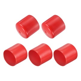 QUARKZMAN Pack of 5 Rubber Caps Rubber End Caps 53 mm ID Rubber Plugs Sealing Cap Vinyl PVC Round Tube Bolt Cap Cover Screw Thread Protective Caps, Red
