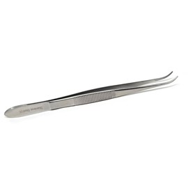 Multi-Use Diamond Tweezers Fine Pointed Serrations for Jewelers Gemologist Gem Grading Stainless Steel Tool with Ribbed Gripping Surface to Hold on to for Men Women Arthritis Hands (4.5" Curved)