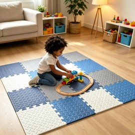 16 Piezas Tapete para Bebe, Tapete para Ejercicio, Tapete Foamy Seguro, no tóxico, antideslizante, 4 Colores de Tapete de Puzzle para Suelo, Adecuado 