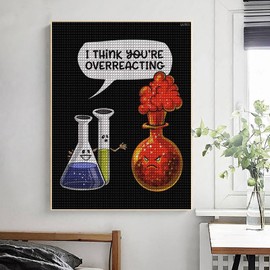 Chemistry Science Overreacting Funny DIY 5D Diamond Painting Drawing Pictures by Number Kits, Cross Stitch Crystal Rhinestone Embroidery Paintings Pictures Arts Craft for Home Wall Decor