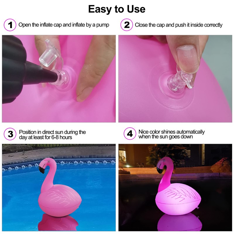 Cootway Floating Pool Lights Pack of 2, Solar Flamingo Pool