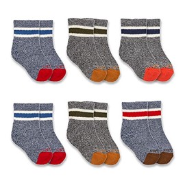 Carhartt Kids' Midweight Camp Crew Sock 6 pack, Assorted 1 Multi, X-Small