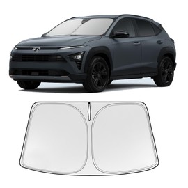 Foldable Sun Shade WODSTA Full Coverage Windshield Sunshade Compatible with Hyundai Kona 2024 2025 4-Layer Thickened Windows Visor 240T Polyester Windshield Sun Shade