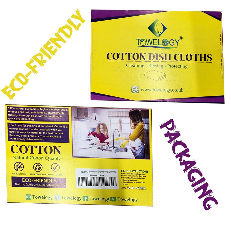 Towelogy® Heavy Duty Cotton Dish Cloths Extra Large SUPER ABSORBENT