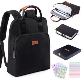 Aplufine Bible Carring Backpack with Bible Cover,12 Highlighters and 75 Bible Tabs - Bible Bags -Bible Carrying Case -Bible Cover Case for Bible Study Suppliers, Bible Accessories for Women,Men