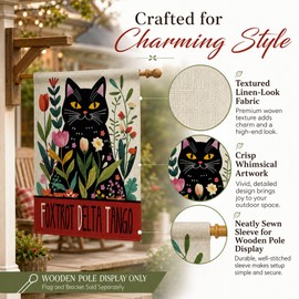 Black Cat Garden Flag 28x40 Inch Funny Spring Floral House Flag Double