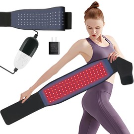 Portable Red Light Therapy Belt with Leather Material, 660nm + 850nm Red Light Therapy Beads, 3 Modes, 48.00x7.08 in