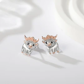 925 Sterling Silver Highland Cow Stud Earrings Hypoallergenic Jewelry Gifts for Women