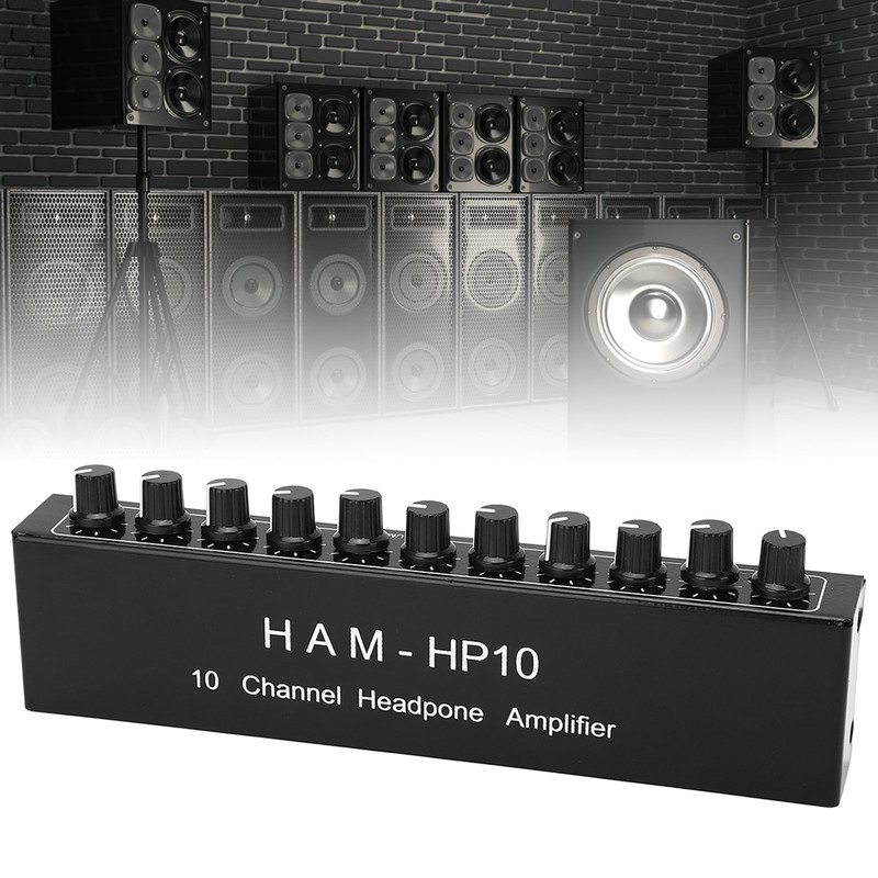 10 Channel Headpone Magnifier Stereo Audio Distribution Splitter Independent Control