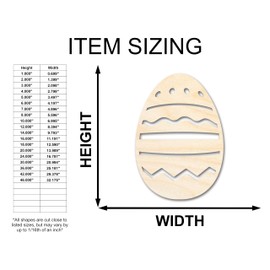 Unfinished Wood Striped Egg Shape Easter Craft up to 46" DIY 36" / 1/2"