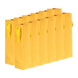GLOKUUCA Wine Bags - 24Pack Wine Gift Bags Fits for Wedding Birthday Christmas - Paper Wine Tote Bag - (4-inch x 4-inch x 14-inch, Yellow)