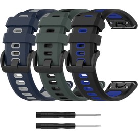 Chofit Compatible with Garmin Approach S70 42MM 47MM Watch Band,Soft Silicone Wristband Replacement Quitck Fit Sport Strap (Approach S70 47mm, Black&Green&DarkBlue)