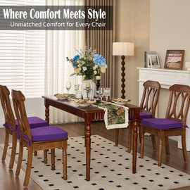 Nobildonna Chair Cushions for Dining,Kitchen,Office, 2'' Thick High-Density Foam Seat Pads with Gel-Infused, Non-Slip, Removable Washable Cover with Ties, Chair Pads,17" x 16",Purple,Set of 2