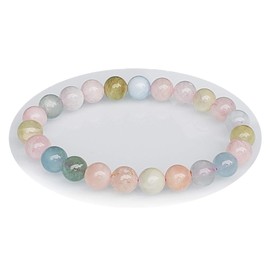 chengmu 8mm Morganite Stretch Bracelet Round Stone Beads Semi Gemstone for Crystal Elastic Bracelet 7.5"